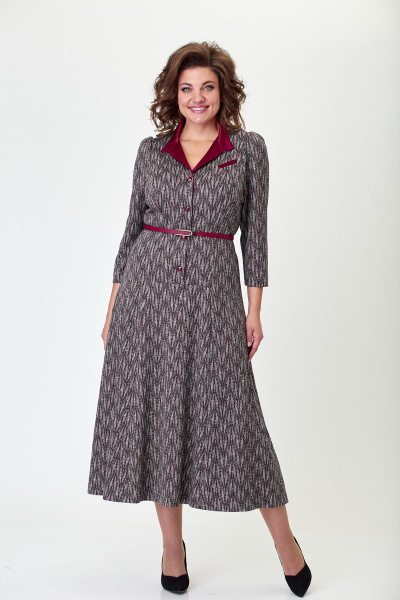 Платье ELVIRA 103-2 серо-бордовый - фото 1