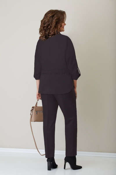 Блуза, брюки, жакет VOLNA 1251 темно-баклажановый+черно-белый - фото 4