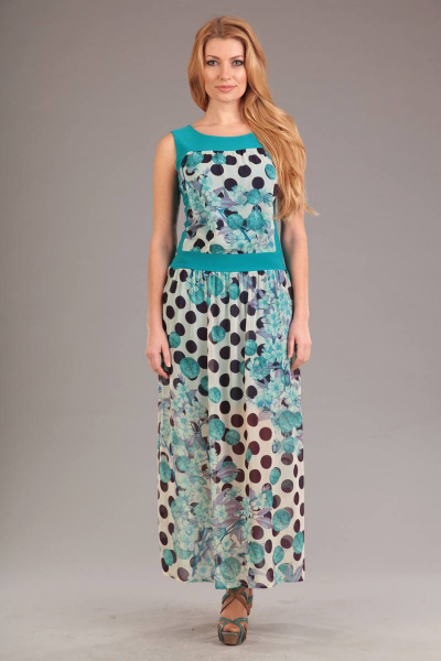 Платье Liona Style 402 бирюза/горох - фото 1