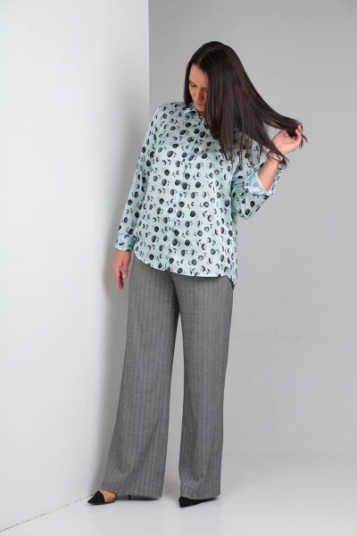 Блуза, брюки Ma Vie М614 бирюза/серый - фото 3