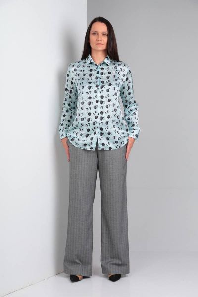 Блуза, брюки Ma Vie М614 бирюза/серый - фото 2