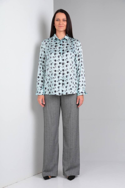 Блуза, брюки Ma Vie М614 бирюза/серый - фото 1