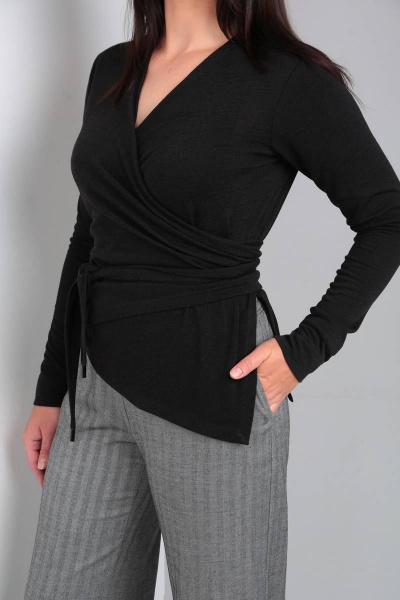 Блуза, брюки Ma Vie М615 черный/серый - фото 8