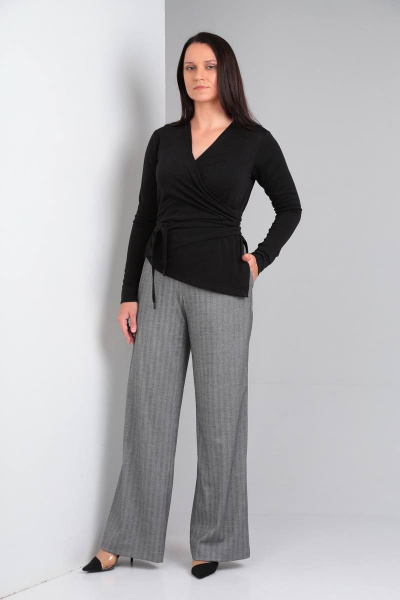 Блуза, брюки Ma Vie М615 черный/серый - фото 2