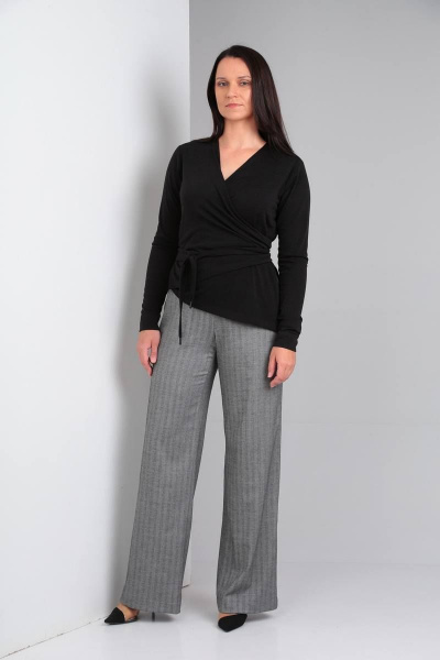 Блуза, брюки Ma Vie М615 черный/серый - фото 3