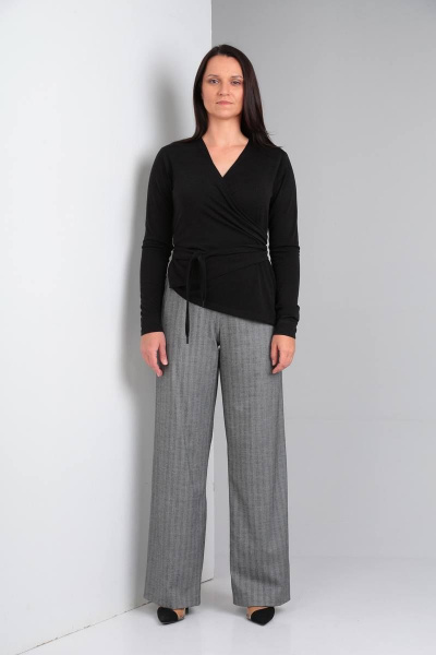 Блуза, брюки Ma Vie М615 черный/серый - фото 1