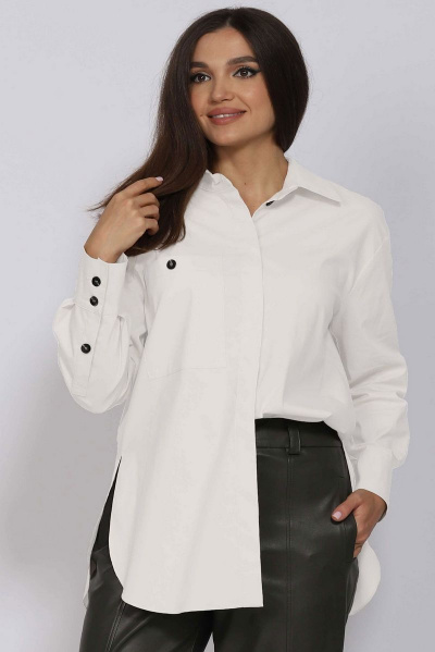 Блуза, брюки Mislana 265 белый+хаки - фото 2
