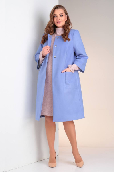 Пальто Viola Style 6058 голубой - фото 2