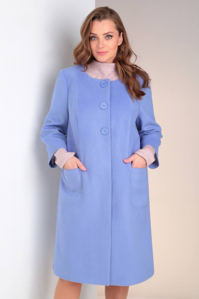 Пальто Viola Style 6058 голубой - фото 3