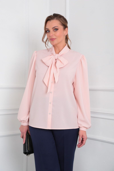 Блуза Lady Line 524 розовый+бел.горохи - фото 3