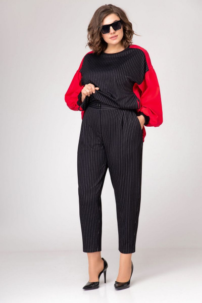 Блуза, брюки EVA GRANT 101 черный/красный - фото 4