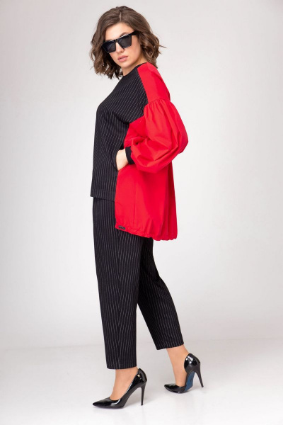 Блуза, брюки EVA GRANT 101 черный/красный - фото 3
