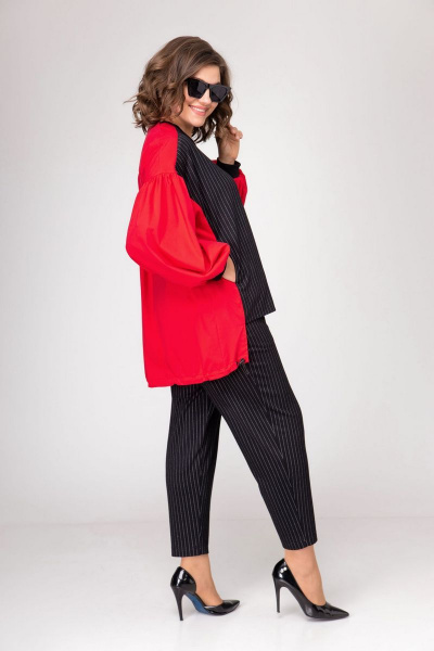 Блуза, брюки EVA GRANT 101 черный/красный - фото 2