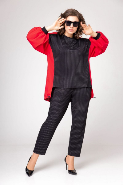 Блуза, брюки EVA GRANT 101 черный/красный - фото 1