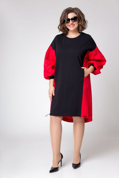 Платье EVA GRANT 133 черный/красный - фото 2