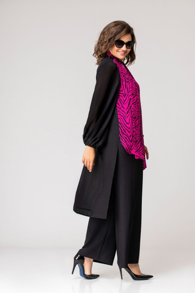 Блуза, брюки EVA GRANT 215 фуксия+черный - фото 4