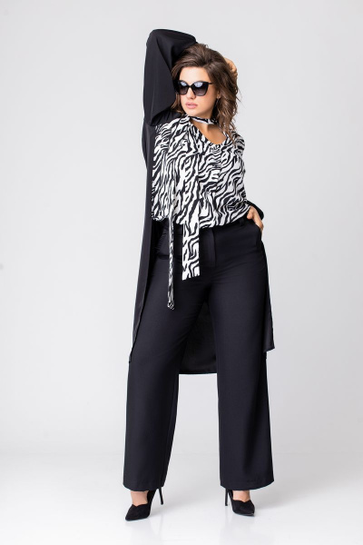 Блуза, брюки EVA GRANT 215 черный+белый - фото 3