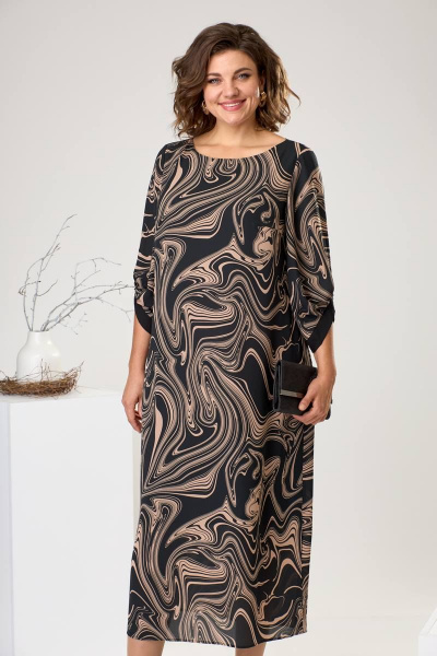 Платье Romanovich Style 1-2442 чёрный/ бежевый - фото 5