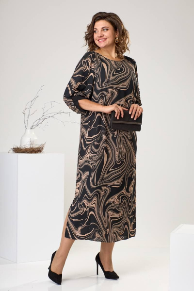 Платье Romanovich Style 1-2442 чёрный/ бежевый - фото 2