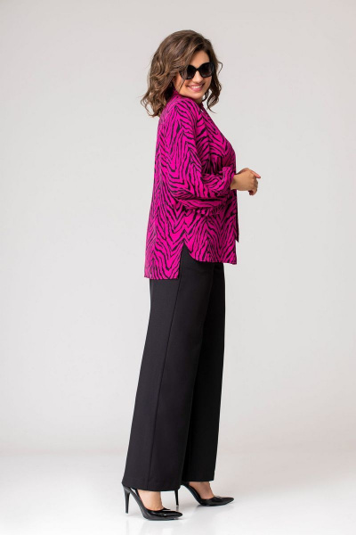 Блуза, брюки EVA GRANT 214 фуксия+черный - фото 2