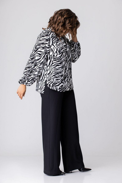 Блуза, брюки EVA GRANT 214 черный+белый - фото 3