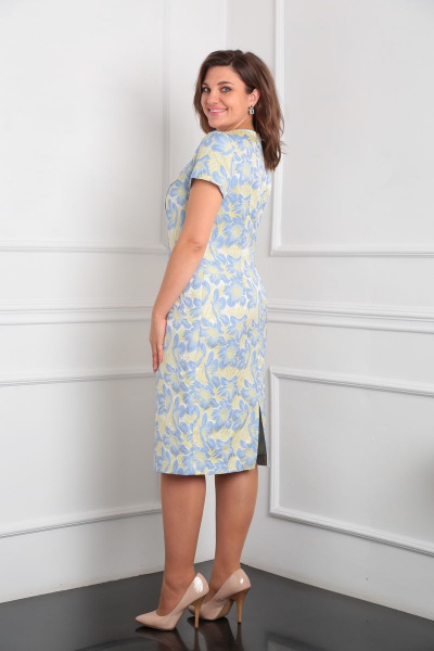 Платье Lady Line 530 голубой+желтый - фото 3