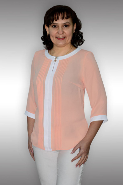 Блуза Таир-Гранд 62208-1 персик+белый - фото 2