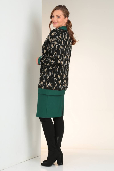 Кардиган, юбка Viola Style 2693 черный_-_зеленый - фото 2