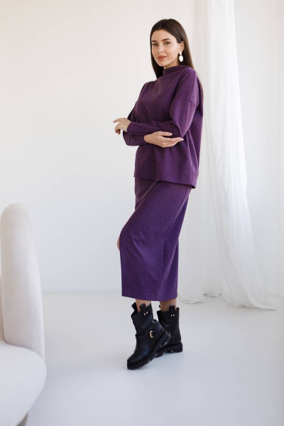 Джемпер, юбка Ivera 6036 фиолетовый, черный - фото 6