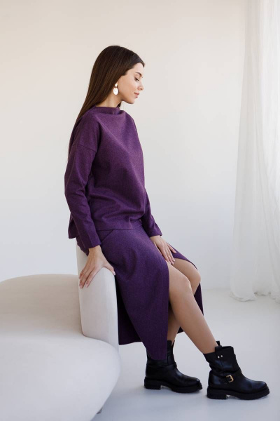 Джемпер, юбка Ivera 6036 фиолетовый, черный - фото 5