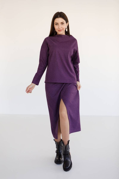 Джемпер, юбка Ivera 6036 фиолетовый, черный - фото 1