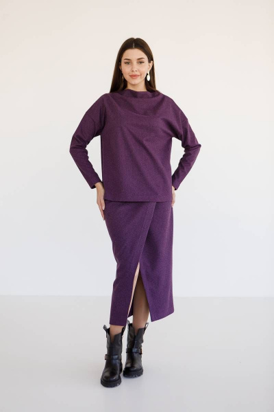Джемпер, юбка Ivera 6036 фиолетовый, черный - фото 3