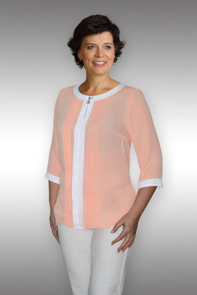 Блуза Таир-Гранд 62208-1 персик+белый - фото 1