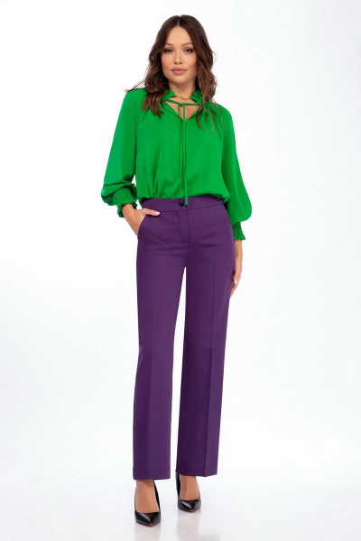Блуза, брюки Temper 510 зеленый+фиолетовый - фото 1