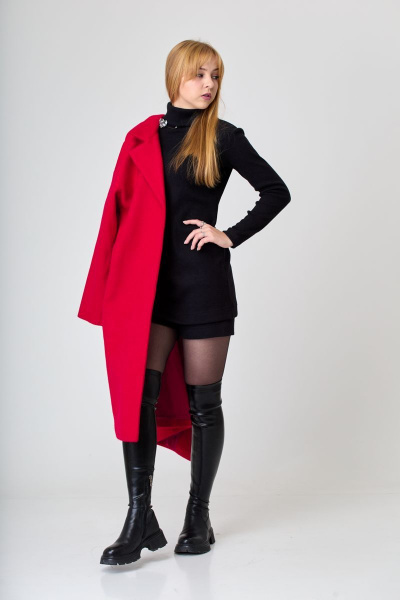 Пальто, туника, шорты T&N 7318 красный_алый+черный - фото 10