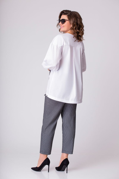 Блуза, брюки EVA GRANT 101 белый+серый_в_штрихи - фото 7