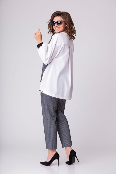 Блуза, брюки EVA GRANT 101 белый+серый_в_штрихи - фото 6