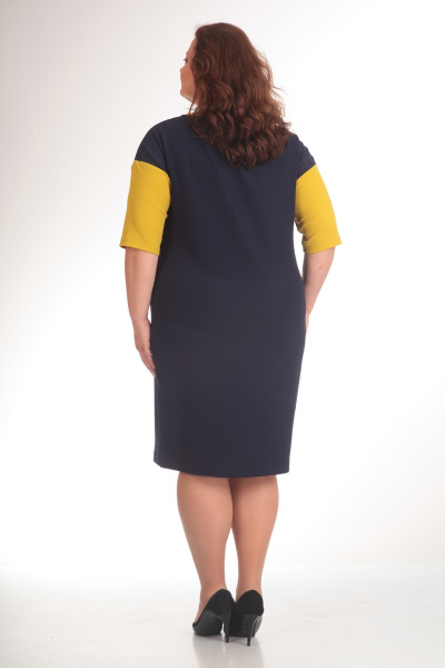 Платье СиБон 0967 темно-синий+желтый - фото 2