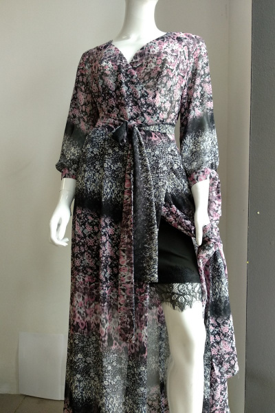 Платье Vint 2058 черный/розовый - фото 1