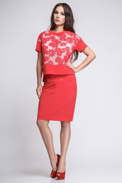 Блуза, юбка Teffi Style L-1186 красный - фото 1