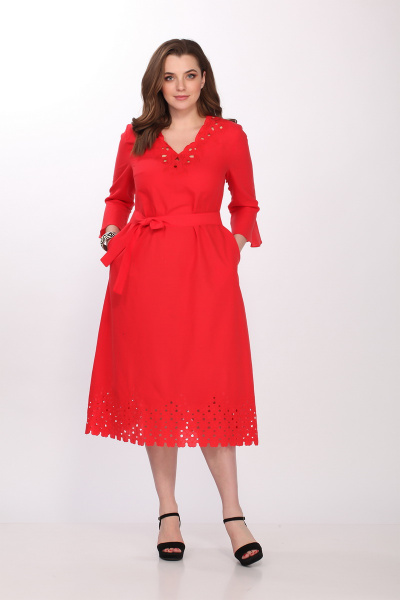 Платье ELLETTO 1706 красный - фото 1