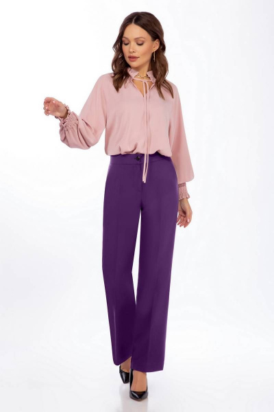 Блуза, брюки Temper 510 пудра+фиолетовый - фото 3