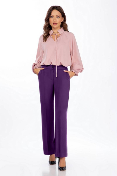 Блуза, брюки Temper 510 пудра+фиолетовый - фото 2