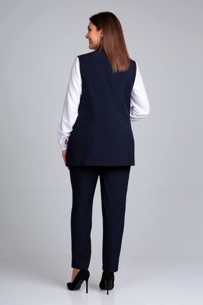 Блуза, брюки, жилет Liona Style 859 темно-синий - фото 4