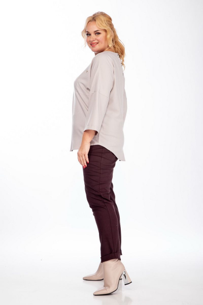 Блуза, брюки Michel chic 1281/1 бежевый-бордовый - фото 6