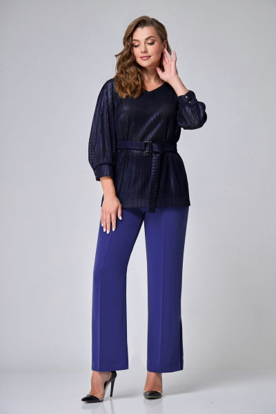 Блуза, брюки Мишель стиль 1070 синий - фото 3