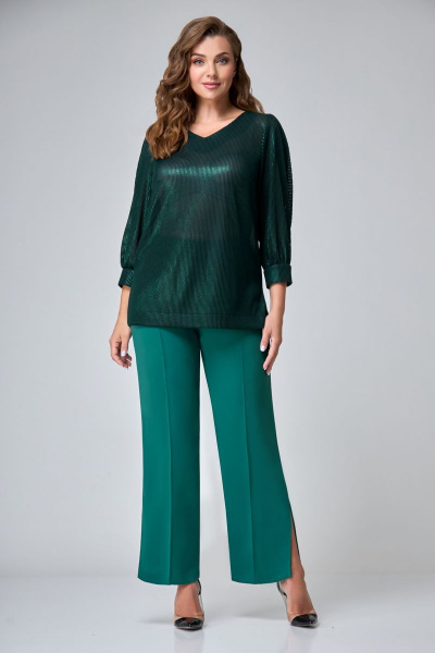 Блуза, брюки Мишель стиль 1070-1 изумруд - фото 3