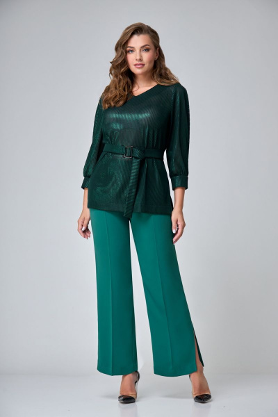 Блуза, брюки Мишель стиль 1070-1 изумруд - фото 1