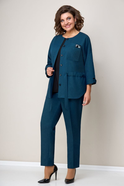 Блуза, брюки VOLNA 1255 бирюзово-синий - фото 3
