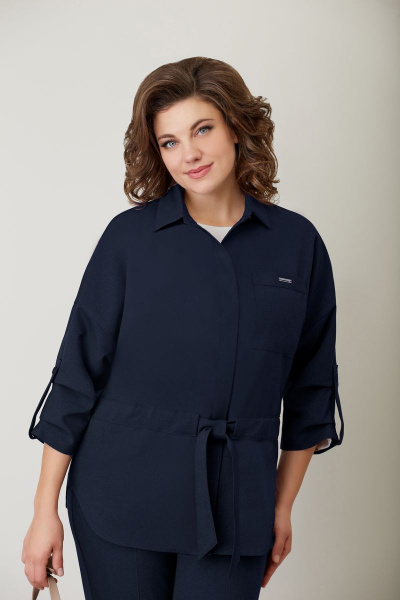 Блуза, брюки, жакет VOLNA 1251 темно-синий - фото 2